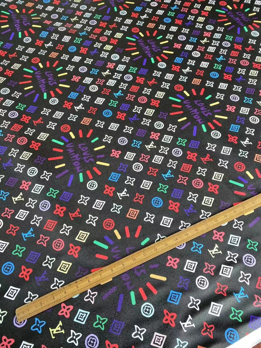 Custom LV Louis Vuitton Designer Faux Leather Fabric for Handmade Sewing Upholstery - mingfabricstore
