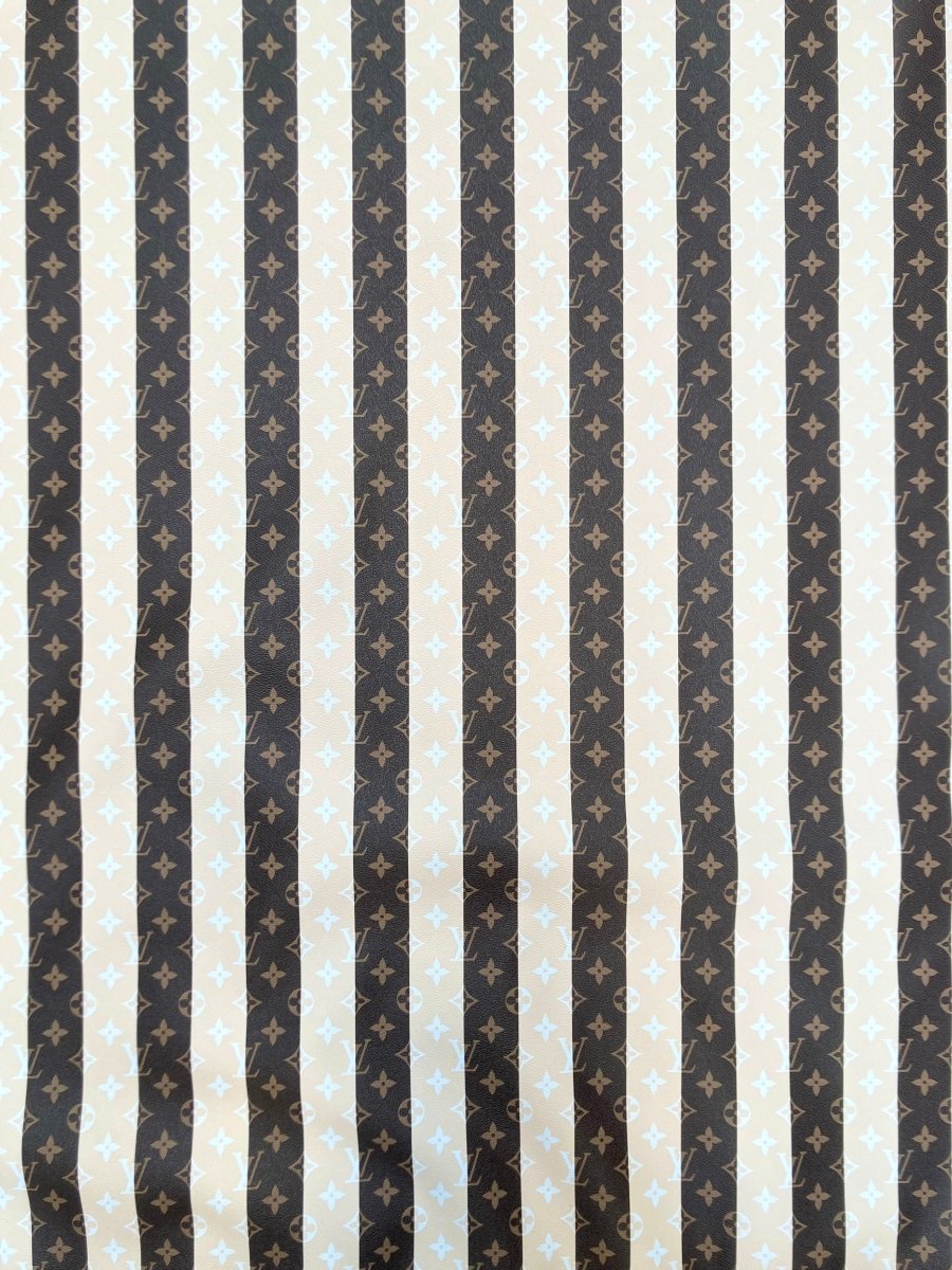 Custom LV Vinyl Stripe Rayer Designer Leather for DIY Crafts Handmade Upholstery Sewing - mingfabricstore