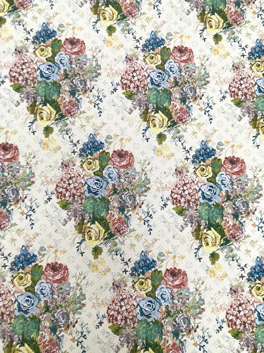 Custom Material Floral LV Vinyl for Sneakers Upholstery Handmade - mingfabricstore