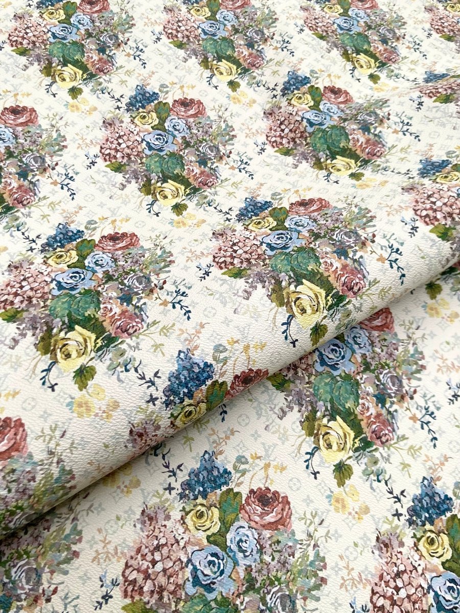 Custom Material Floral LV Vinyl for Sneakers Upholstery Handmade - mingfabricstore