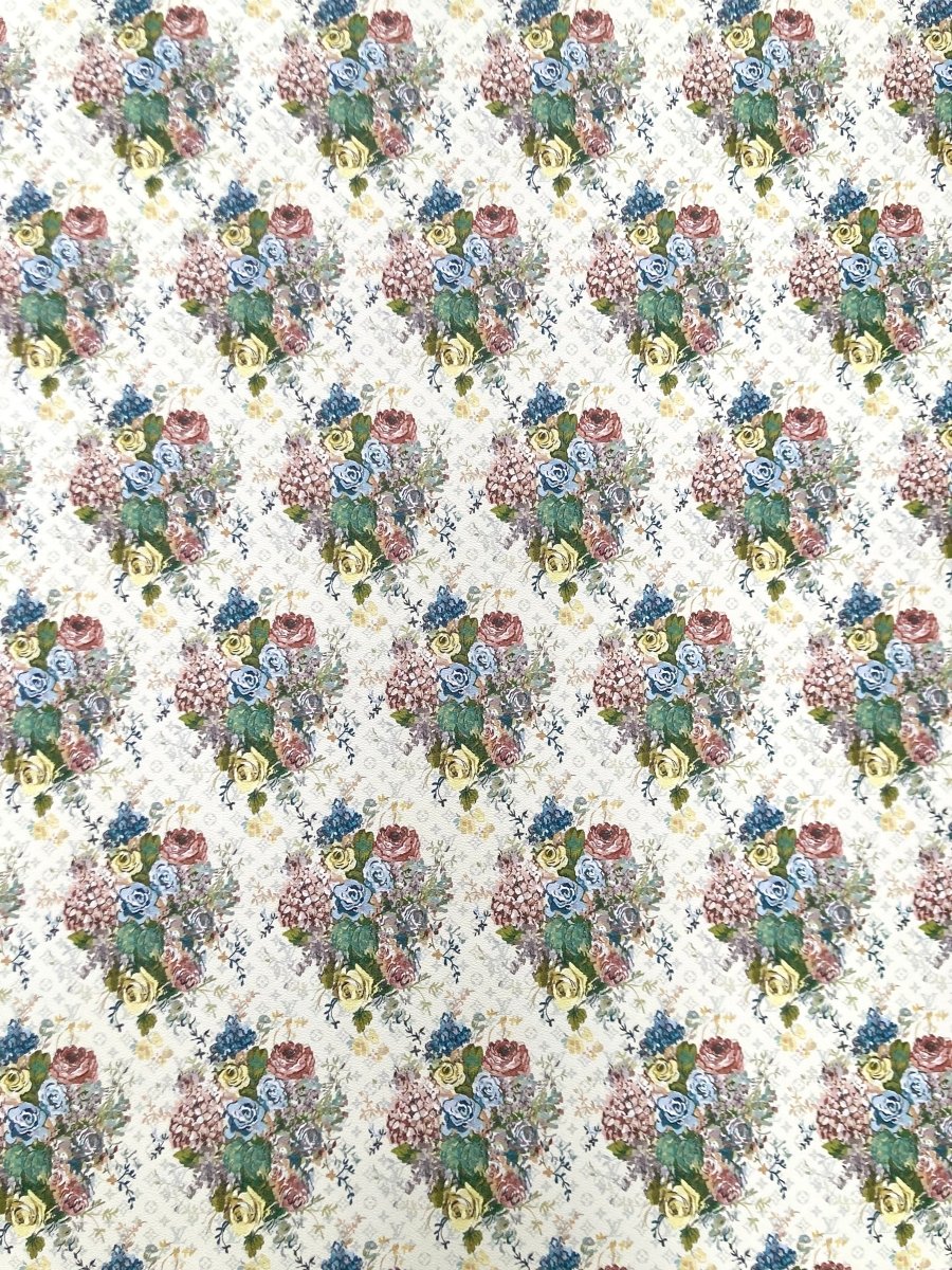 Custom Material Floral LV Vinyl for Sneakers Upholstery Handmade - mingfabricstore