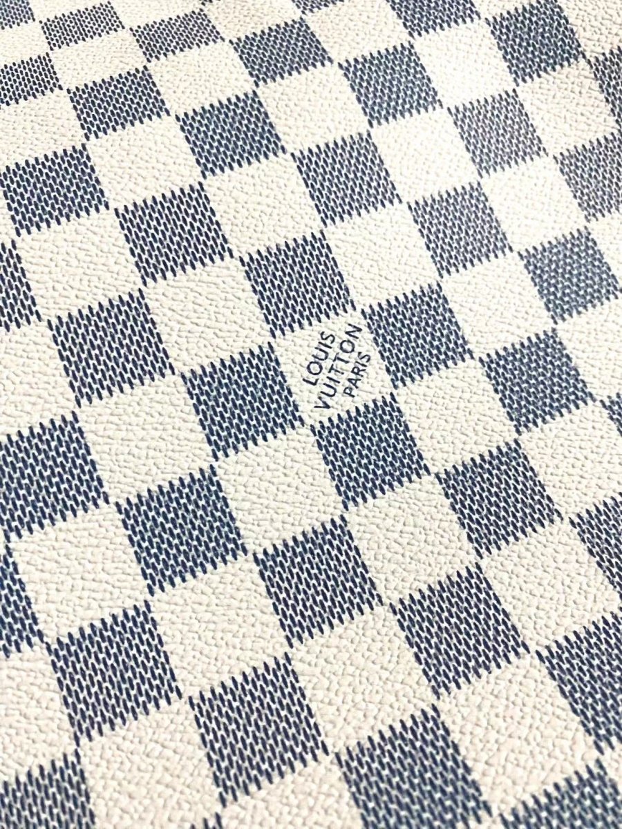 Custom Navy Damier LV Vinyl Leather Fabric for Handmade DIY Crafts - mingfabricstore