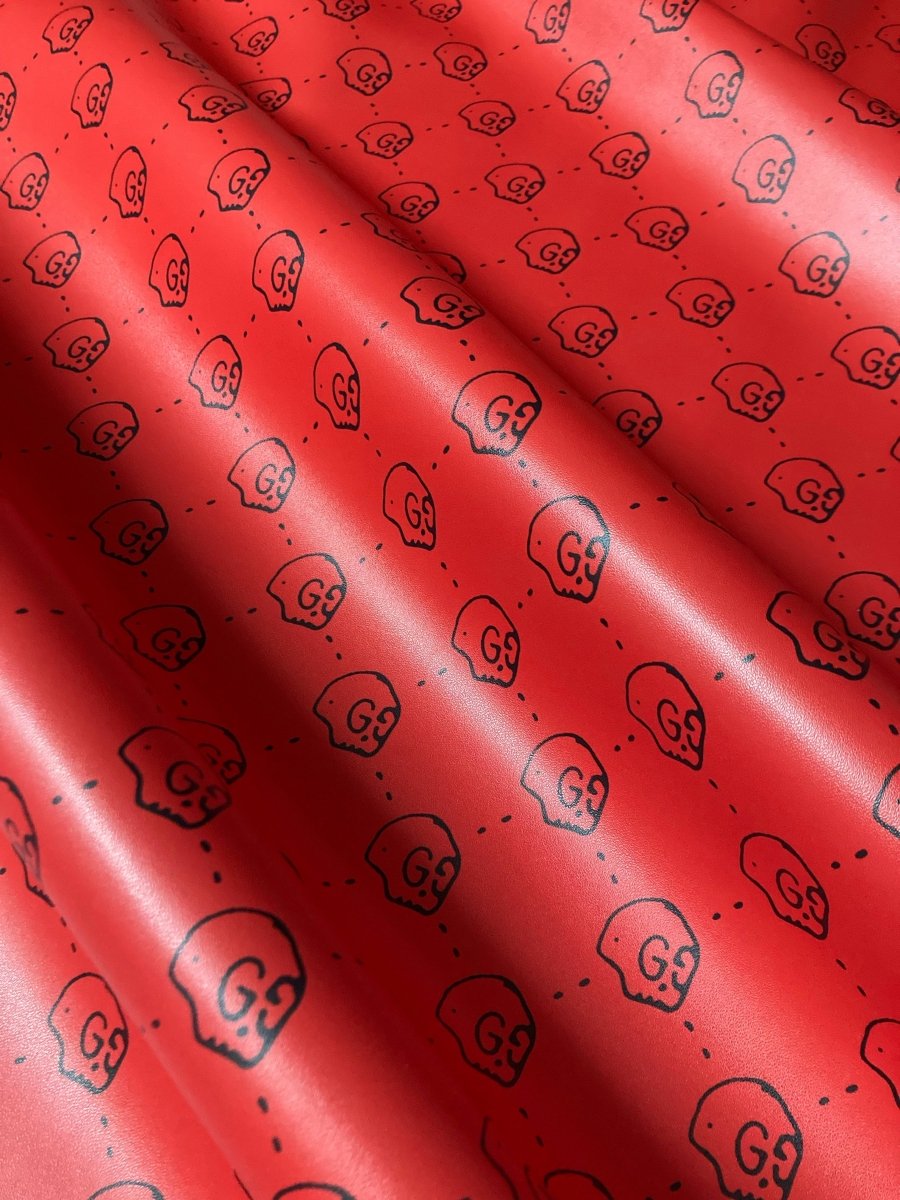 Custom Red Skull Gucci GG Leather for Handmade Upholstery - mingfabricstore
