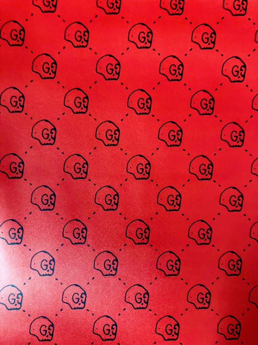 Custom Red Skull Gucci GG Leather for Handmade Upholstery - mingfabricstore