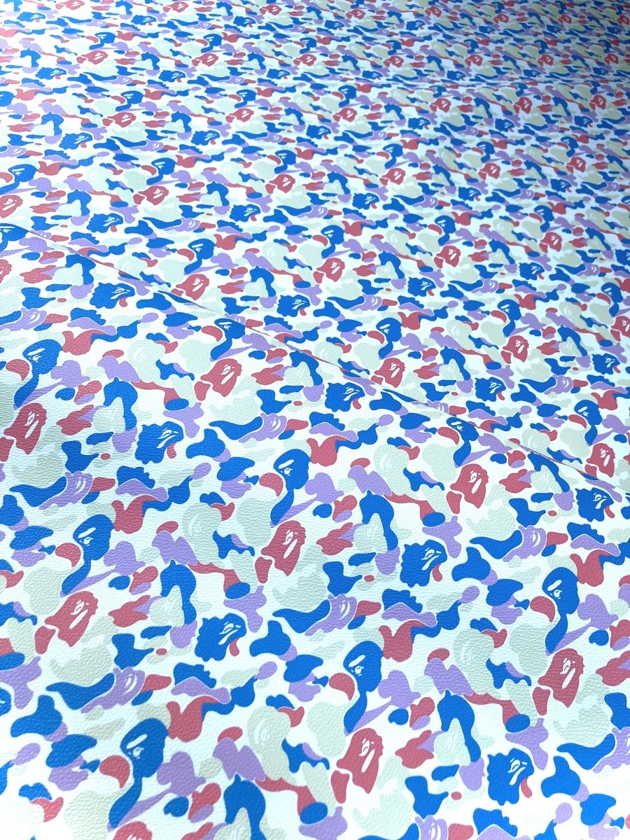 Custom Sneakers Bright Colorful Bape Vinyl Leather for Handmade Crafts DIY - mingfabricstore