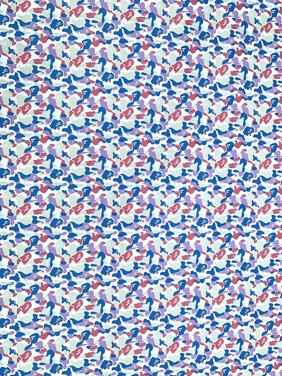 Custom Sneakers Bright Colorful Bape Vinyl Leather for Handmade Crafts DIY - mingfabricstore