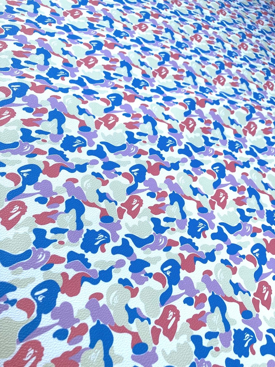 Custom Sneakers Bright Colorful Bape Vinyl Leather for Handmade Crafts DIY - mingfabricstore