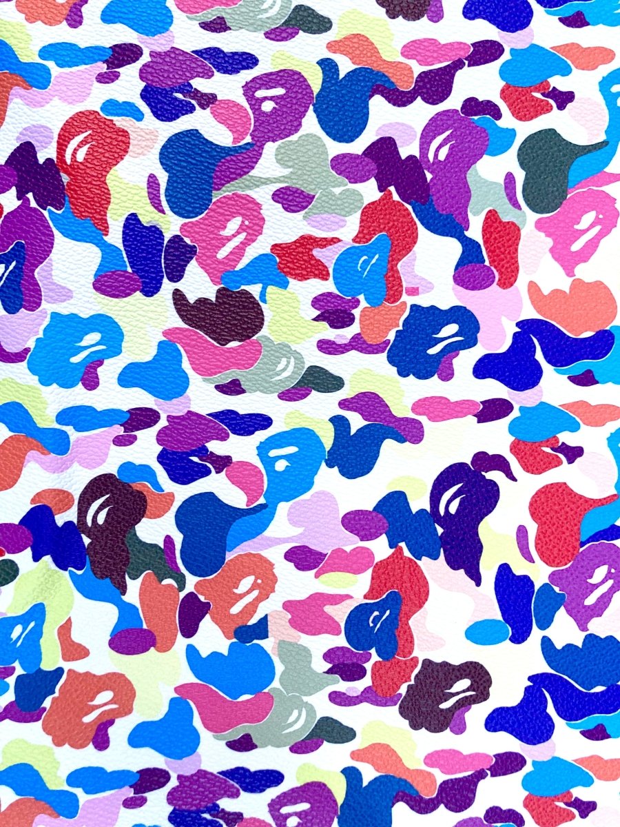 Custom Sneakers Bright Colorful Bape Vinyl Leather for Handmade Crafts DIY - mingfabricstore