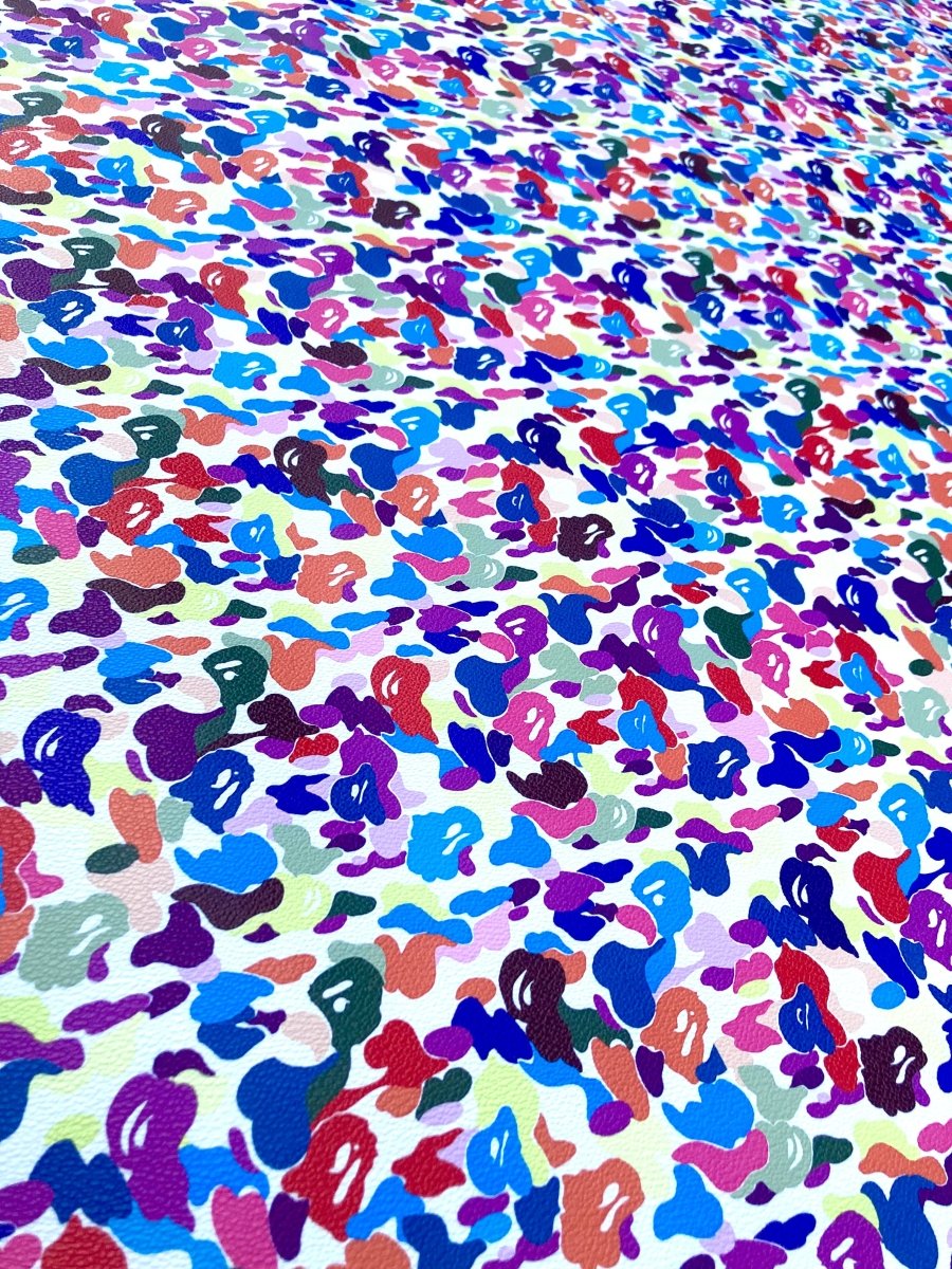 Custom Sneakers Bright Colorful Bape Vinyl Leather for Handmade Crafts DIY - mingfabricstore