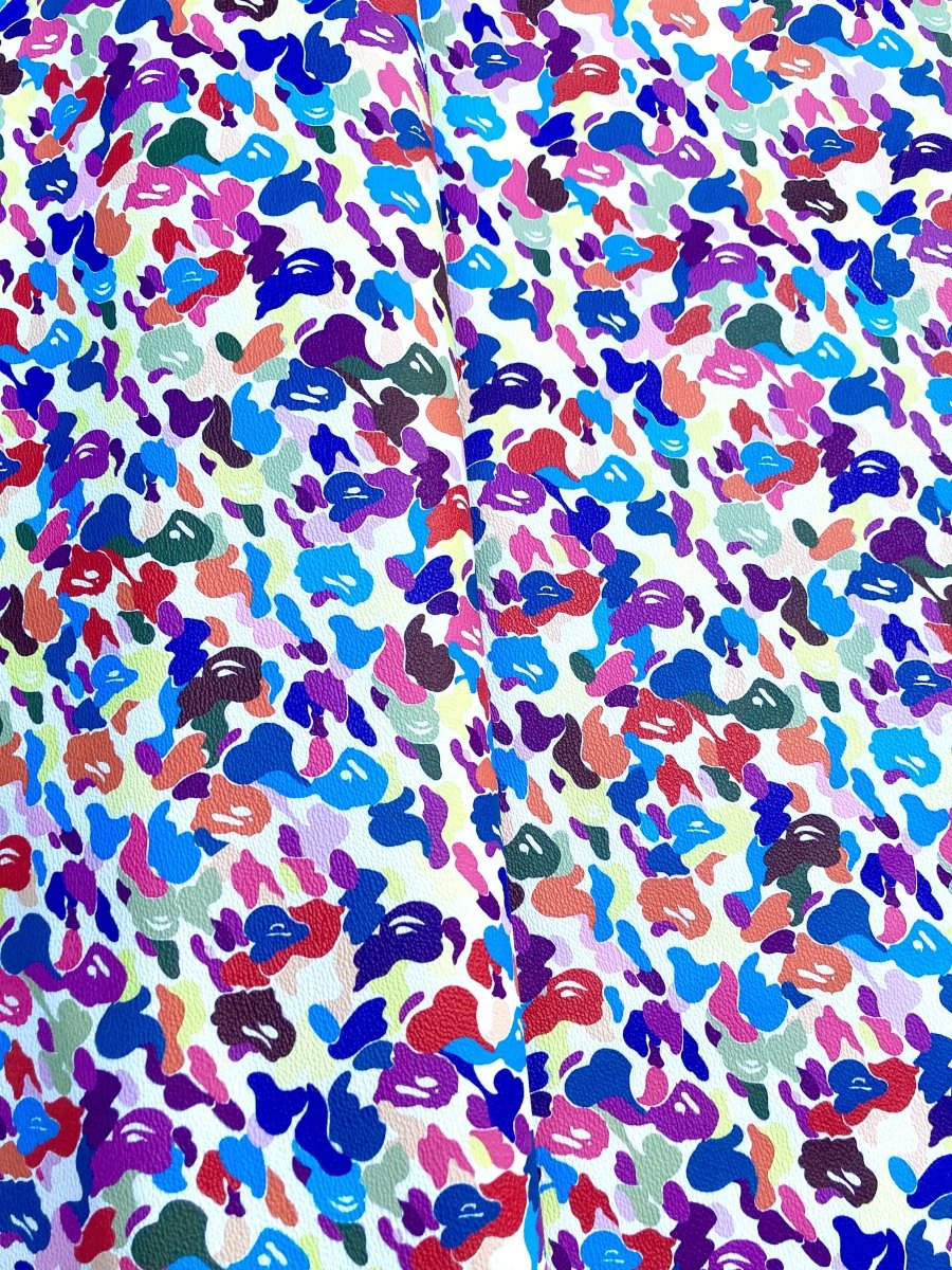 Custom Sneakers Bright Colorful Bape Vinyl Leather for Handmade Crafts DIY - mingfabricstore