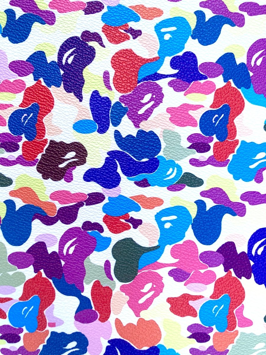 Custom Sneakers Bright Colorful Bape Vinyl Leather for Handmade Crafts DIY - mingfabricstore