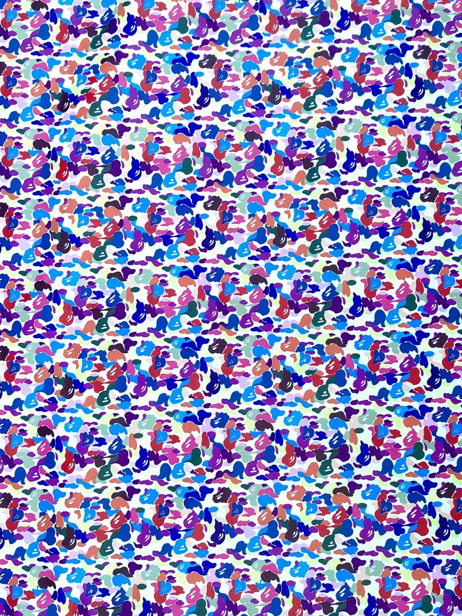 Custom Sneakers Bright Colorful Bape Vinyl Leather for Handmade Crafts DIY - mingfabricstore