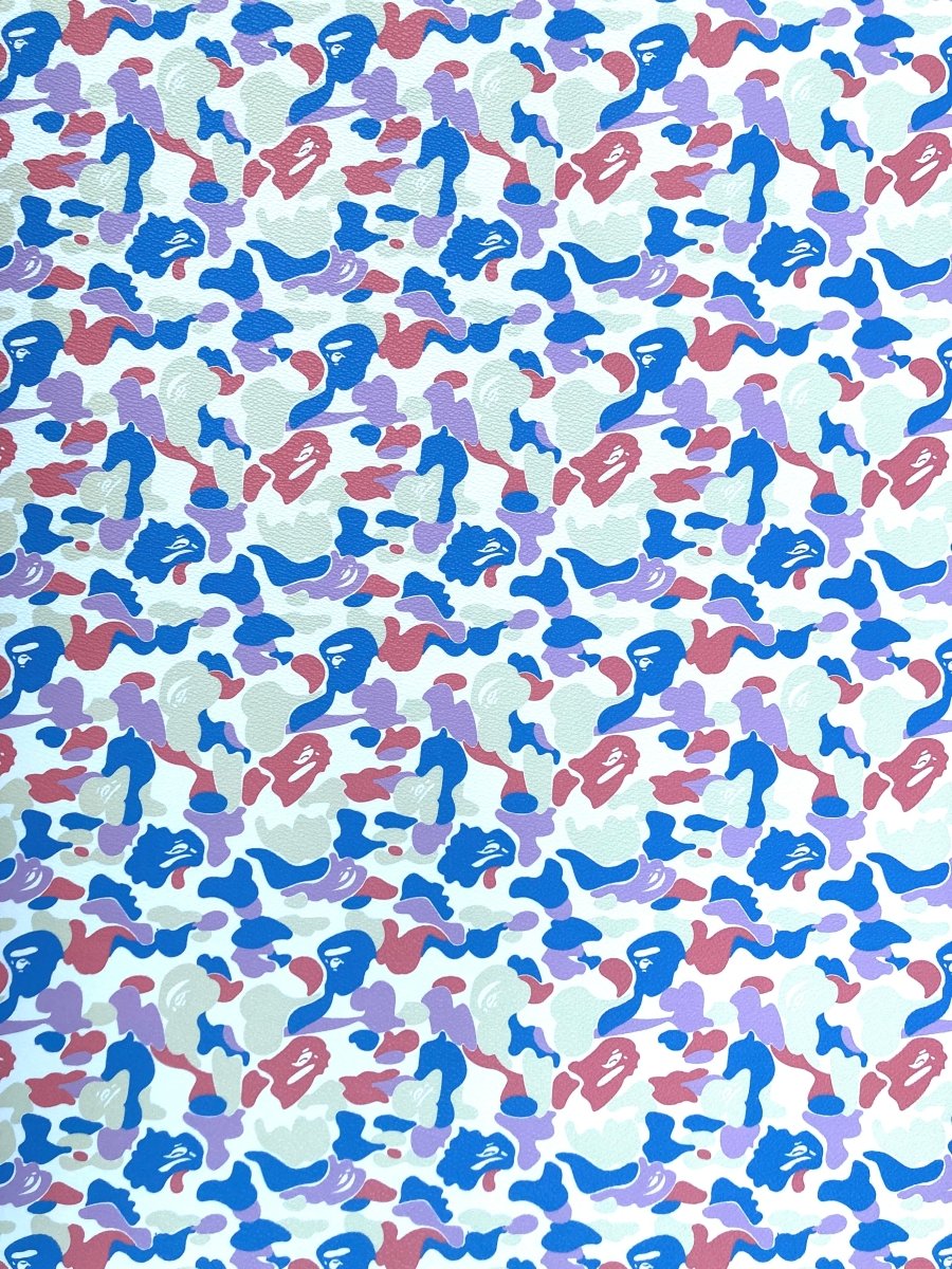 Custom Sneakers Bright Colorful Bape Vinyl Leather for Handmade Crafts DIY - mingfabricstore