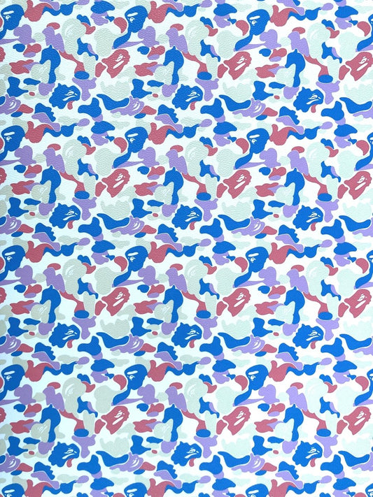 Custom Sneakers Bright Colorful Bape Vinyl Leather for Handmade Crafts DIY - mingfabricstore