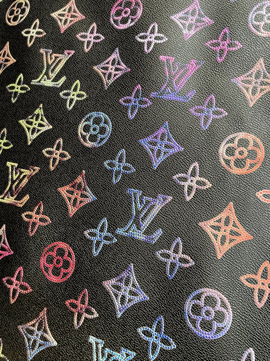 Custom Vinyl Colorful LV Monogram Leather for DIY Handmade Crafts - mingfabricstore