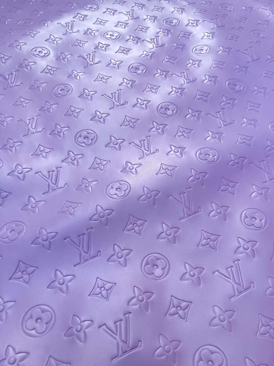Custom Vinyl Light Purple Lv Embossed Leather Fabric for Sneakers DIY Upholstery - mingfabricstore
