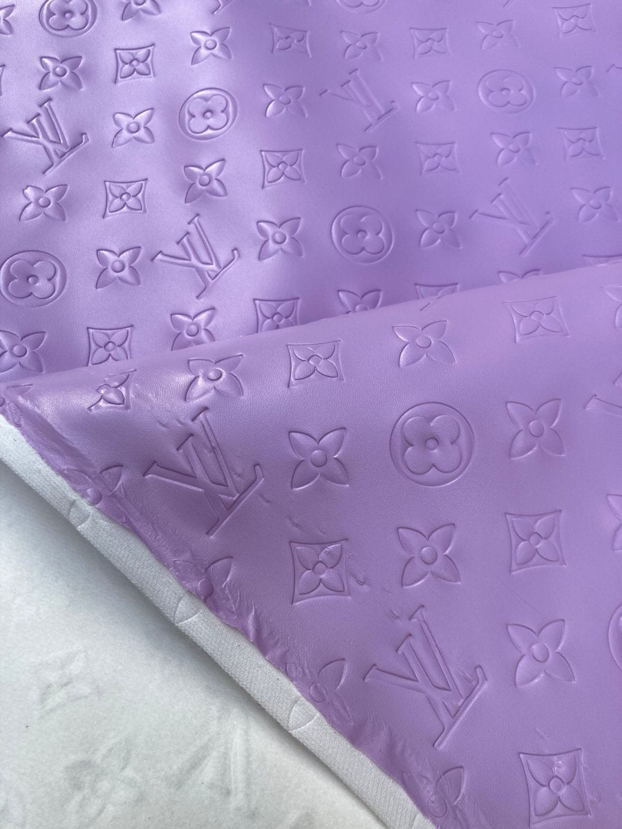 Custom Vinyl Light Purple Lv Embossed Leather Fabric for Sneakers DIY Upholstery - mingfabricstore