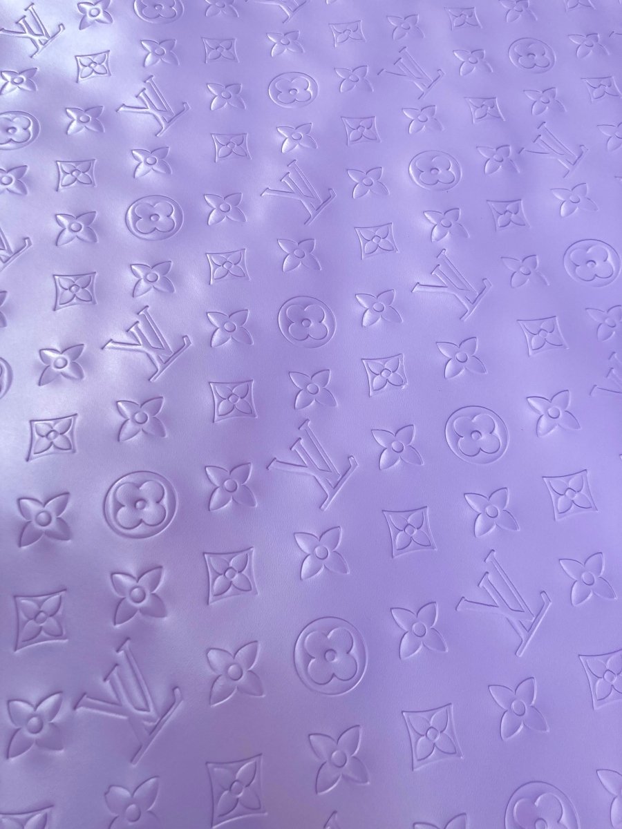 Custom Vinyl Light Purple Lv Embossed Leather Fabric for Sneakers DIY Upholstery - mingfabricstore