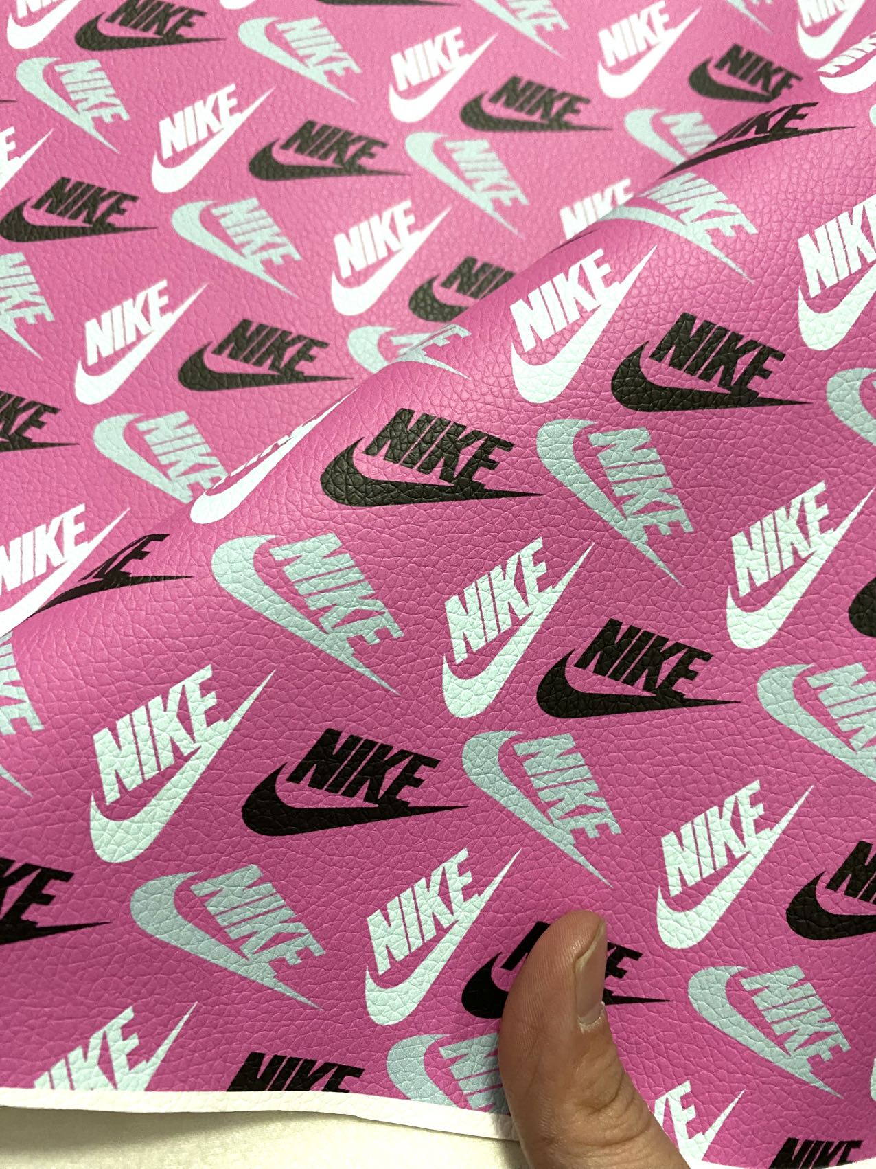 Pink Nike Designer Leather Sheet for Handmade Custom DIY Projects
