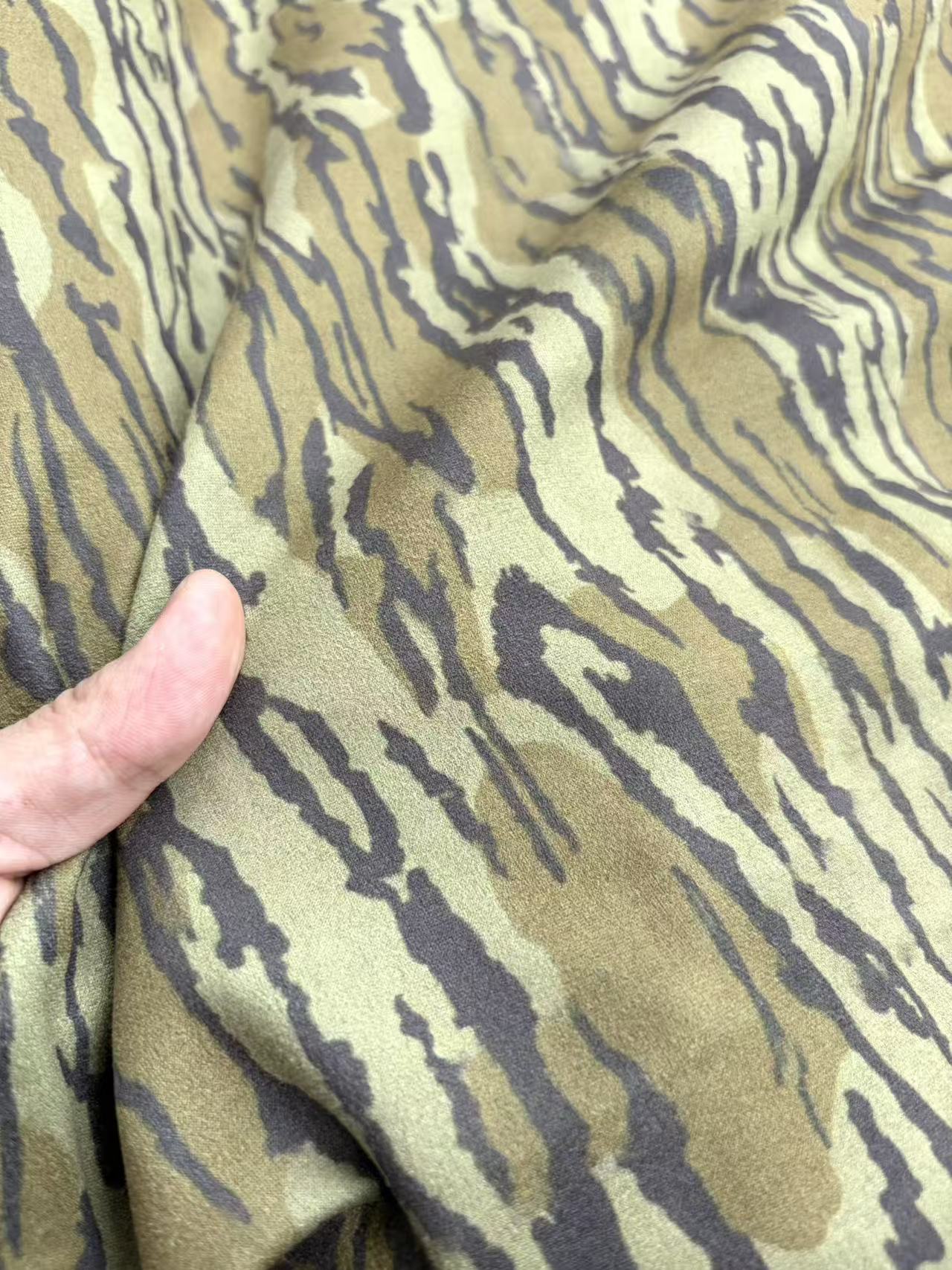 Green Forest Camo Suede Stretchy Fabric for Speaker Pod DIY