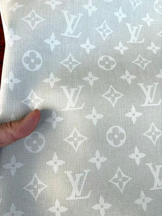 Light Grey Louis Vuitton Leather Sheet Designer Fabric for Crafts DIY Hobbylobby