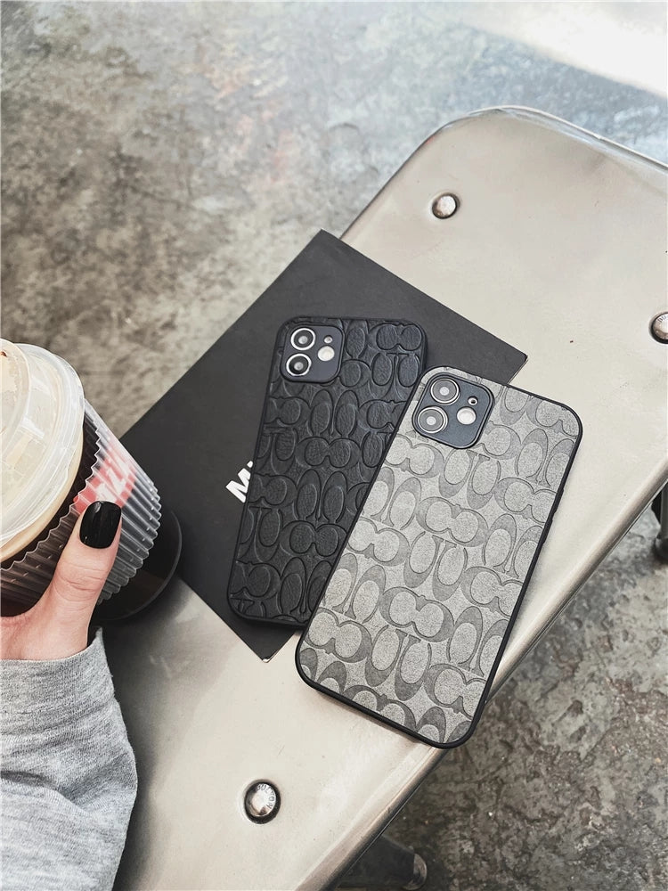 COACH Classic Logo Leather Sculpture Craft iPhone Case.