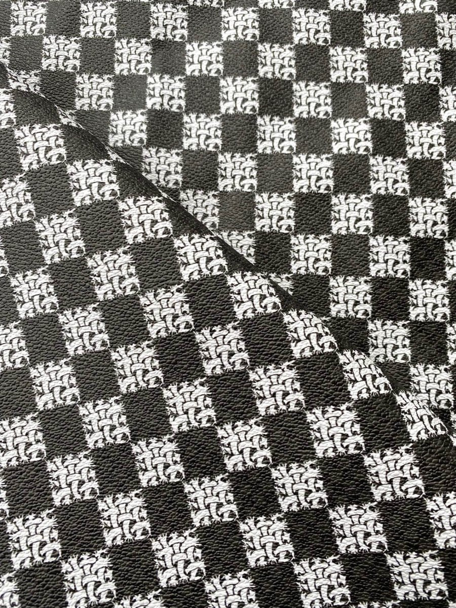 Damier Check Designer Leather Fabric for Custom Sewing Project DIY - mingfabricstore