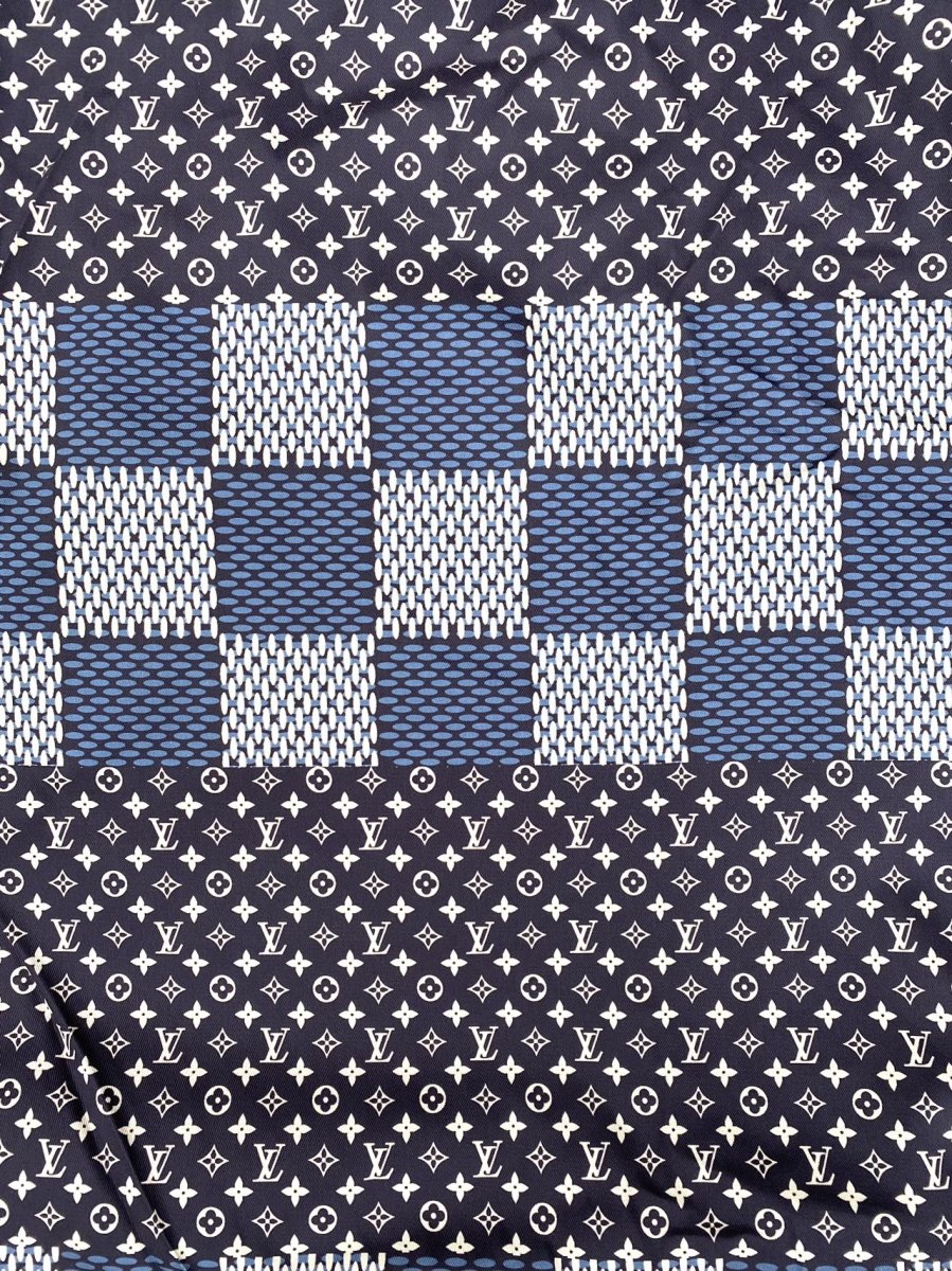 Damier Navy Custom Summer Cotton Fabric for Handmade Crafts Custom Clothing Sneakers - mingfabricstore