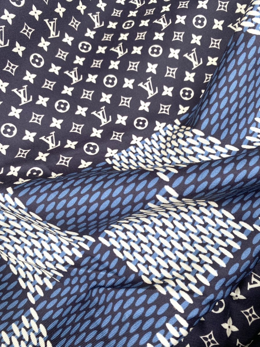 Damier Navy Custom Summer Cotton Fabric for Handmade Crafts Custom Clothing Sneakers - mingfabricstore