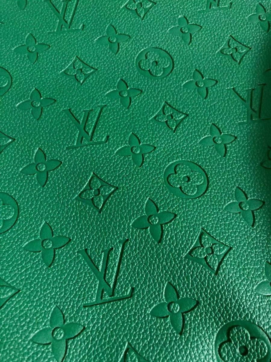 Dark Green Embossed Soft LV Leather for Handmade Sewing Custom - mingfabricstore