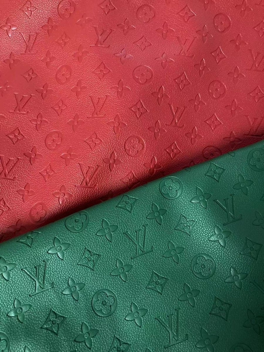 Dark Green Embossed Soft LV Leather for Handmade Sewing Custom - mingfabricstore