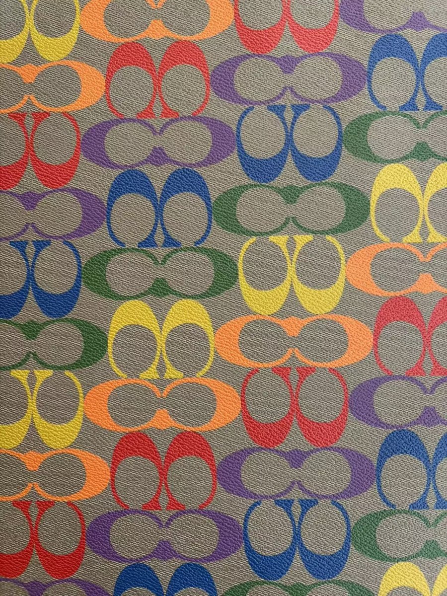 Dark Multi Color Coach Handbag Vinyl Designer Fabric Leather Sheet - mingfabricstore