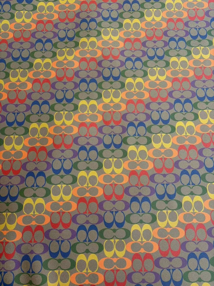 Dark Multi Color Coach Handbag Vinyl Designer Fabric Leather Sheet - mingfabricstore
