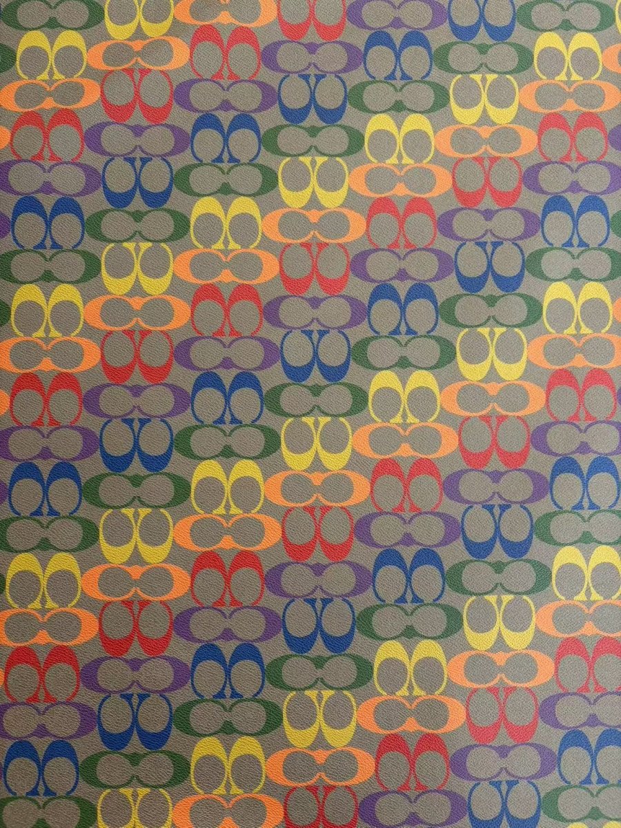 Dark Multi Color Coach Handbag Vinyl Designer Fabric Leather Sheet - mingfabricstore