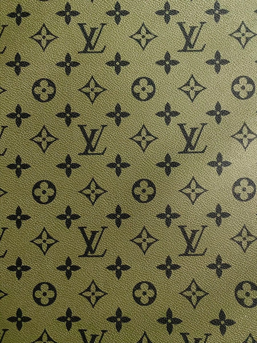 Dark Oliver Green LV Louis Vuitton Leather Fabric for Custom Bag Handmade Sewing DIY - mingfabricstore