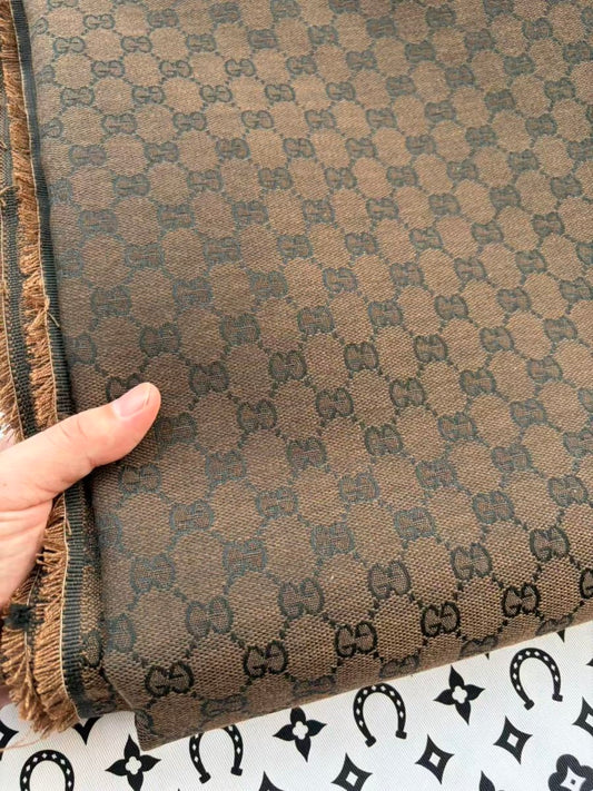 Dark Tan Gucci Jacquard Sewing Fabric for DIY Crafts Custom Sneaker - mingfabricstore