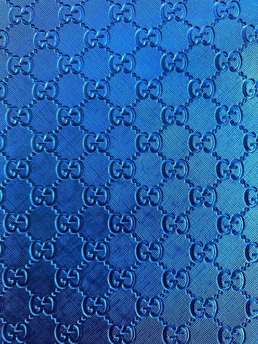 Deep Blue Embossed Gucci Faux Leather Custom Leather Fabric for DIY Sewing Sneakers - mingfabricstore
