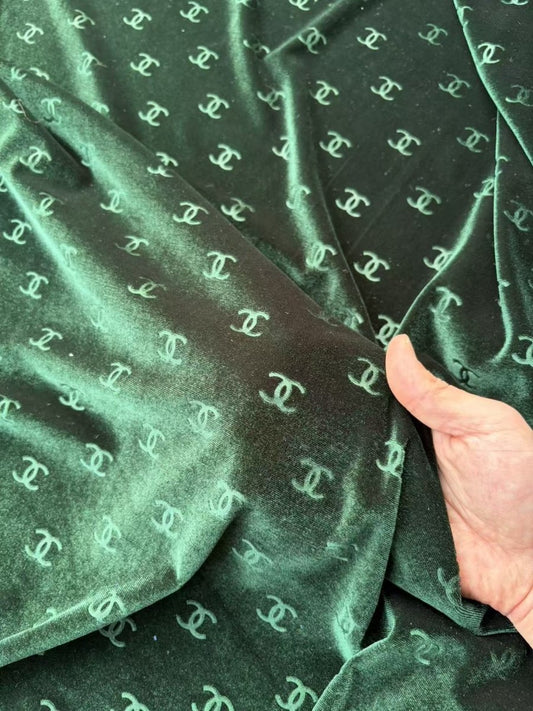Deep Green Chanel Sneaker Velvet for DIY Crafts Upholstery - mingfabricstore