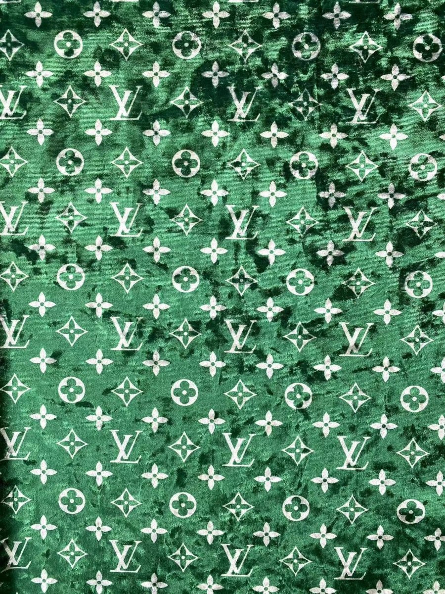 Deep Green Luxury Louis Vuitton Velvet Fabric for Bespoke Car Wrap - mingfabricstore