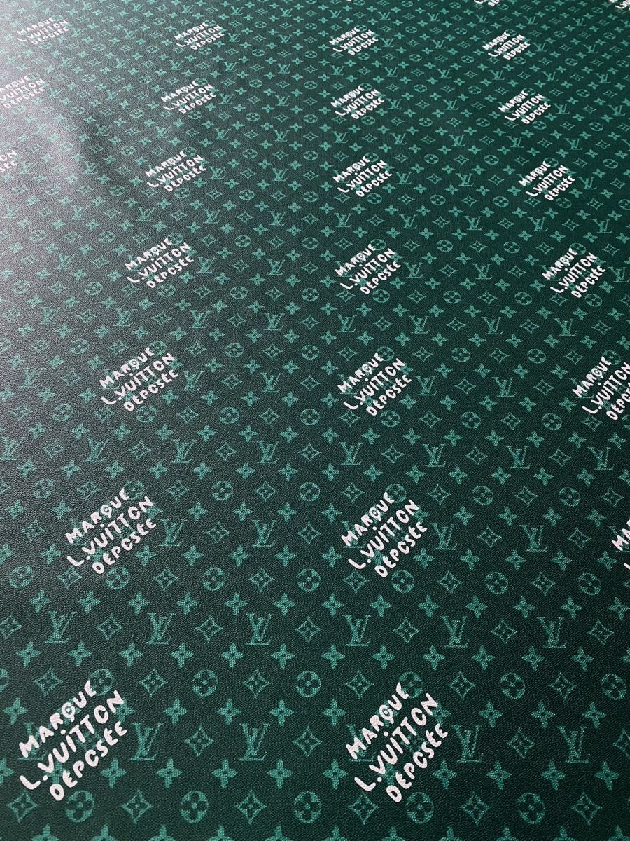 Deep Green LV Louis Vuitton Monogram Custom Leather for Sneaker Shoes - mingfabricstore