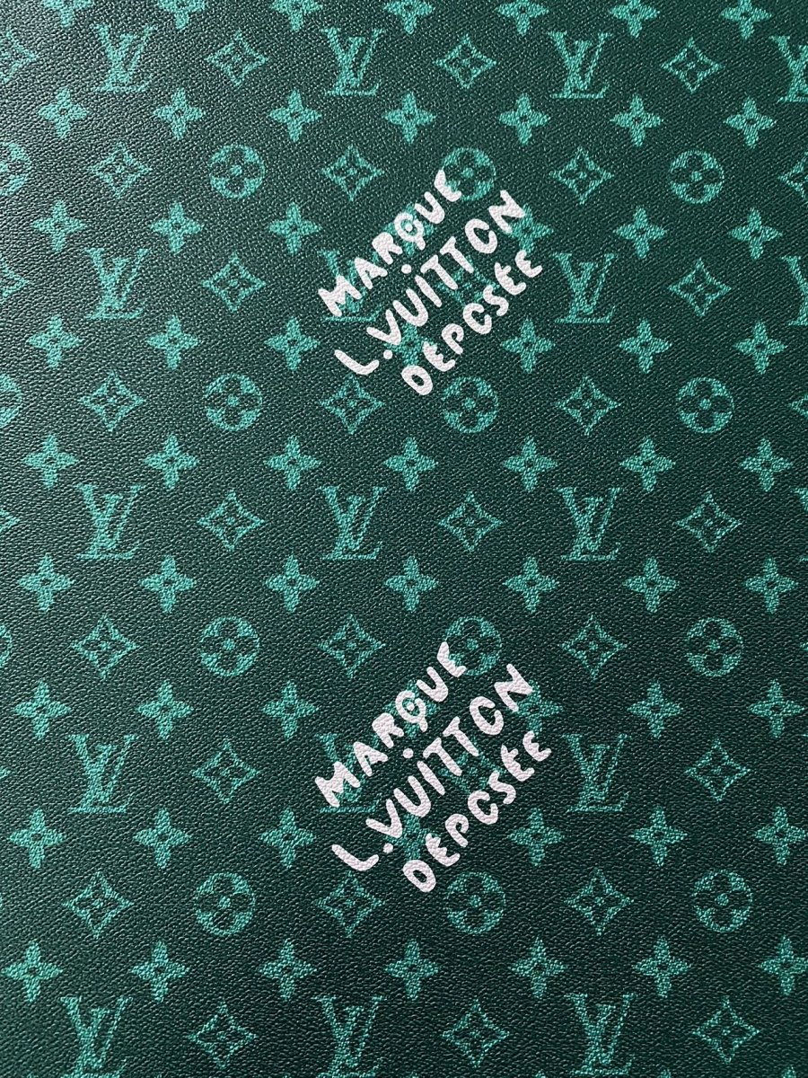 Deep Green LV Louis Vuitton Monogram Custom Leather for Sneaker Shoes - mingfabricstore