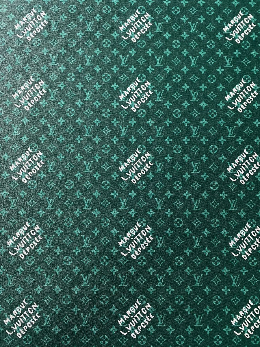 Deep Green LV Louis Vuitton Monogram Custom Leather for Sneaker Shoes - mingfabricstore