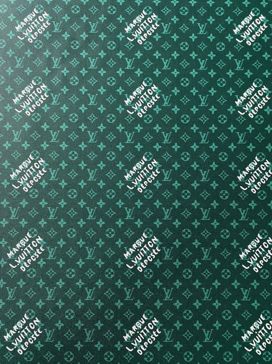 Deep Green LV Louis Vuitton Monogram Custom Leather for Sneaker Shoes - mingfabricstore