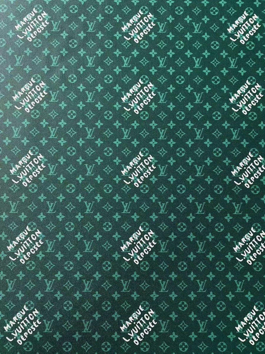 Deep Green LV Louis Vuitton Monogram Custom Leather for Sneaker Shoes - mingfabricstore