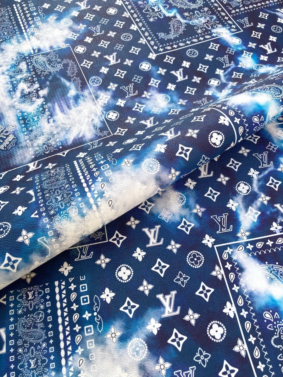 Denim Dye LV Custom Craft Vinyl Leather - mingfabricstore