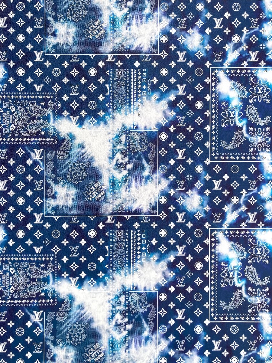 Denim Dye LV Custom Craft Vinyl Leather - mingfabricstore