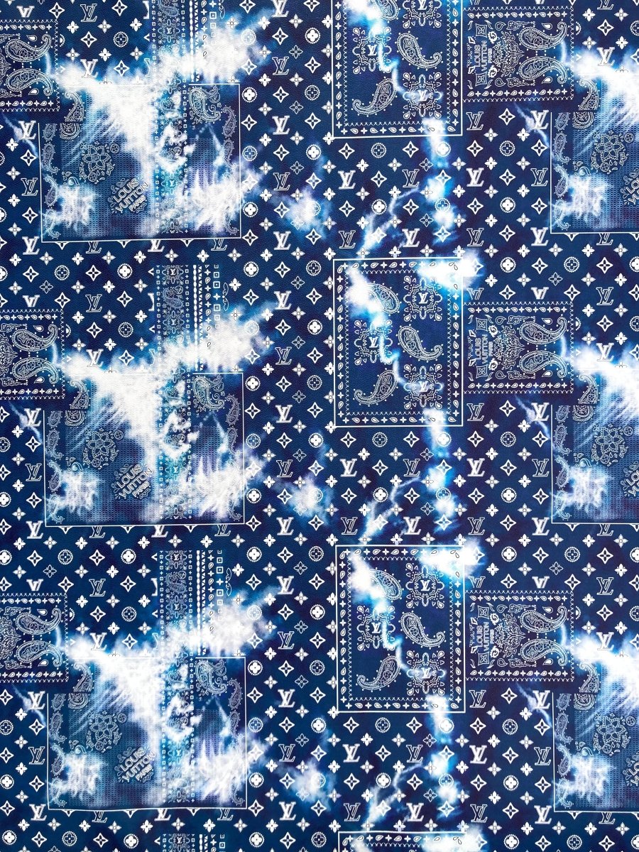 Denim Dye LV Custom Craft Vinyl Leather - mingfabricstore