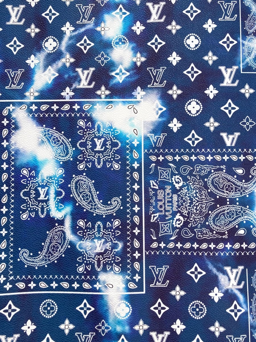 Denim Dye LV Custom Craft Vinyl Leather - mingfabricstore