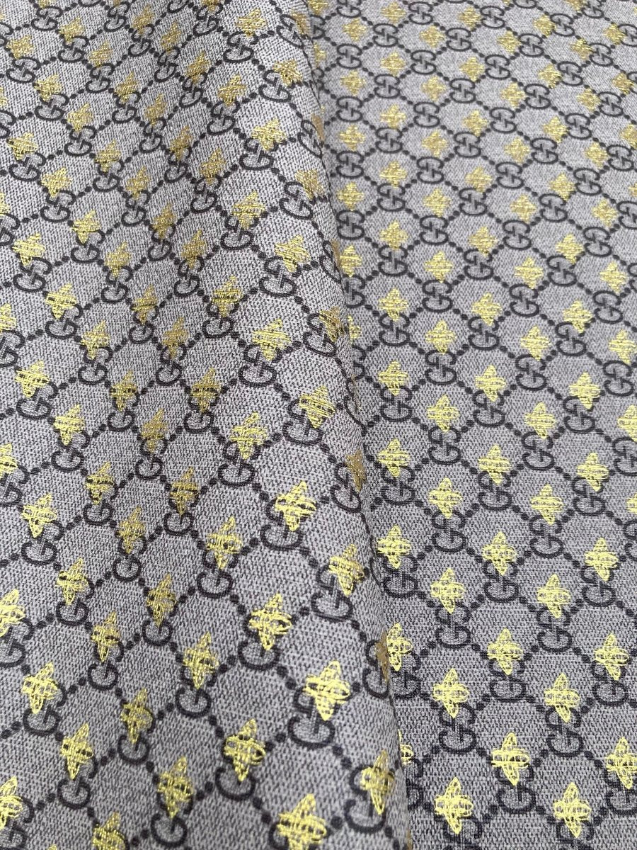 Designer Classic Gucci Bee Bronze Vinyl Leather Fabric for DIY Bag Upholstery - mingfabricstore