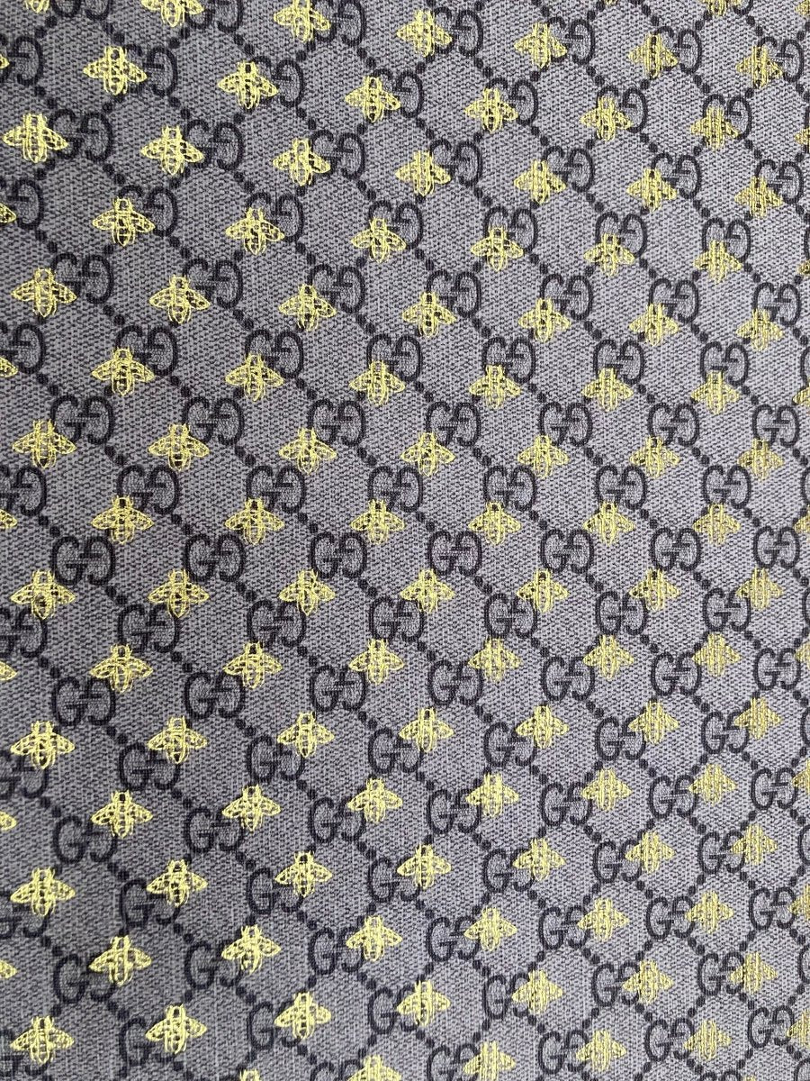 Designer Classic Gucci Bee Bronze Vinyl Leather Fabric for DIY Bag Upholstery - mingfabricstore